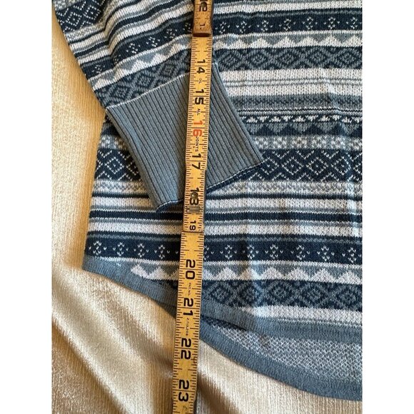 Eddie‎ Bauer 1/4 Zip Nordic Fair Isle Sweater Womens Sz Small Blue High Neck - Picture 4 of 8